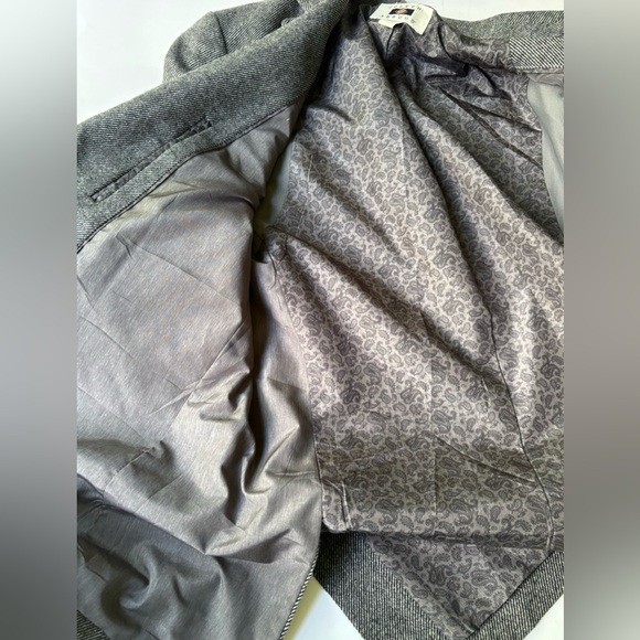 Vintage‎ Black Grey Tweed Wool Oversized Classic Boyfriend Menswear Fit Blazer - Picture 6 of 16